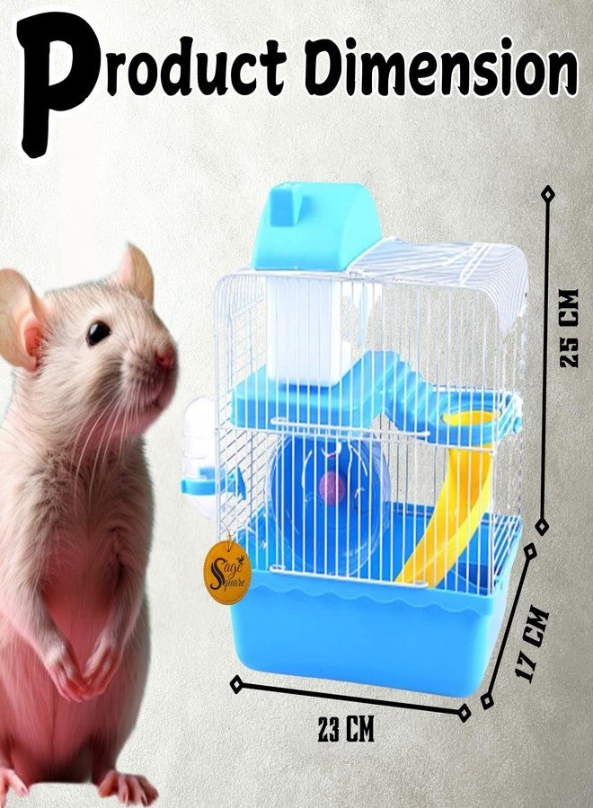 سايج سكوير قفص هامستر مربع من سيج - مسكن واسع ومتين للحيوانات الأليفة الصغيرة، مثالي للسفر، عجلة تمرين، سهل التنظيف، نظام قفل آمن، تهوية، ملحقات ممتعة، مناسب للجرذان والفئران (النوع 6) - Image 4